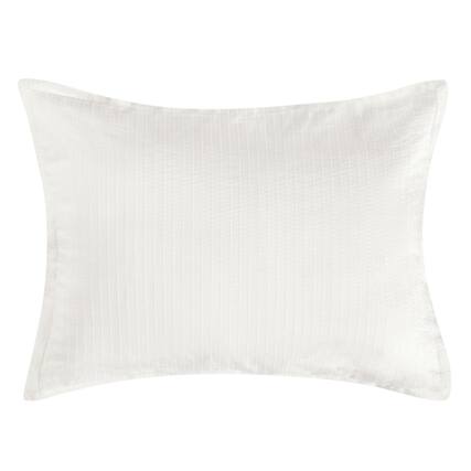 Front. Manhattan Lane - Zoni 20 x 26 Standard Pillow Sham, Woven Stitch Design, Cotton - White.
