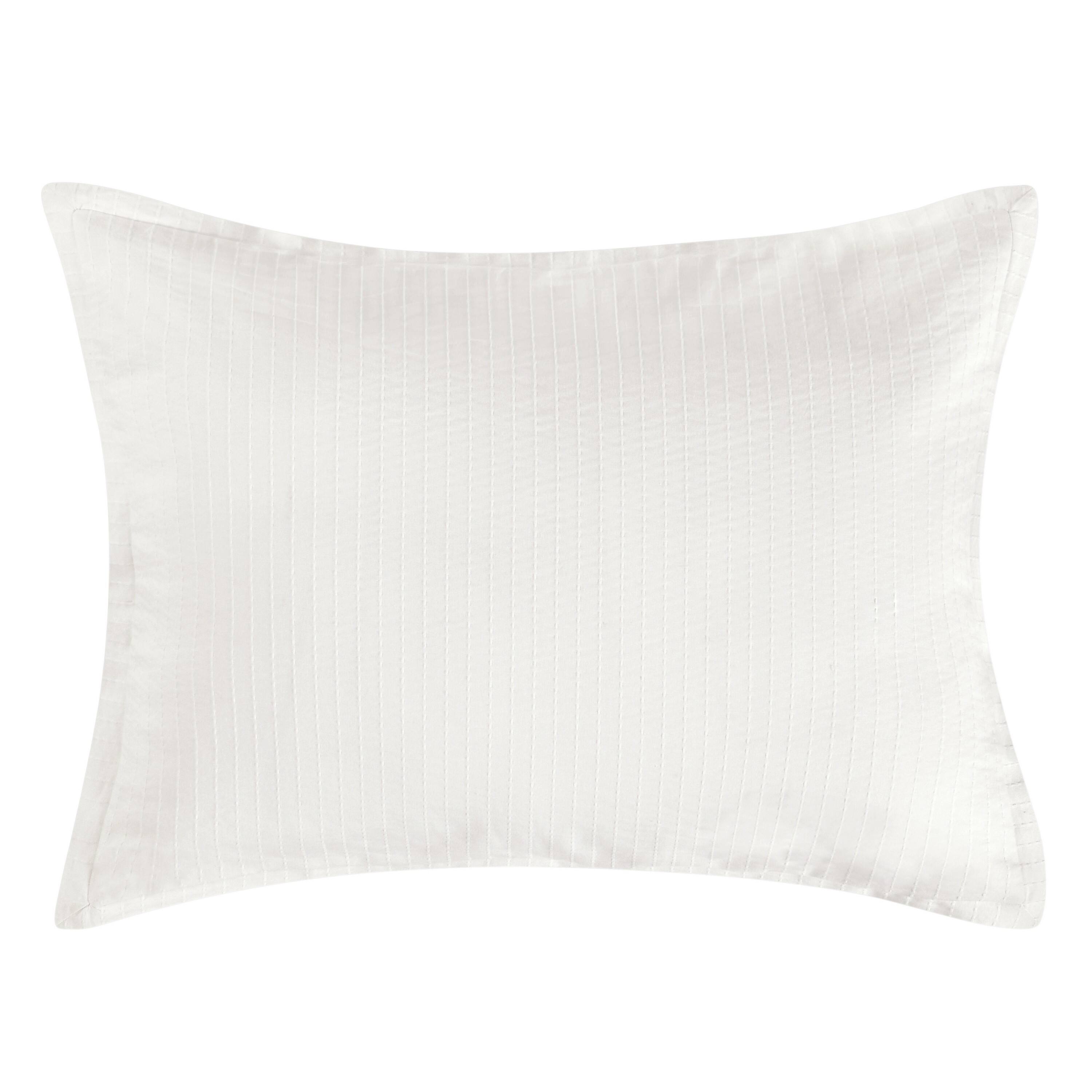 Front. Manhattan Lane - Zoni 20 x 26 Standard Pillow Sham, Woven Stitch Design,  Cotton - White.