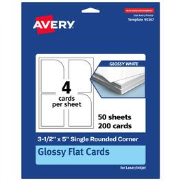 Avery - Rectangle Flat Cards, 3-1/2" x 5", Glossy 200 Total - White