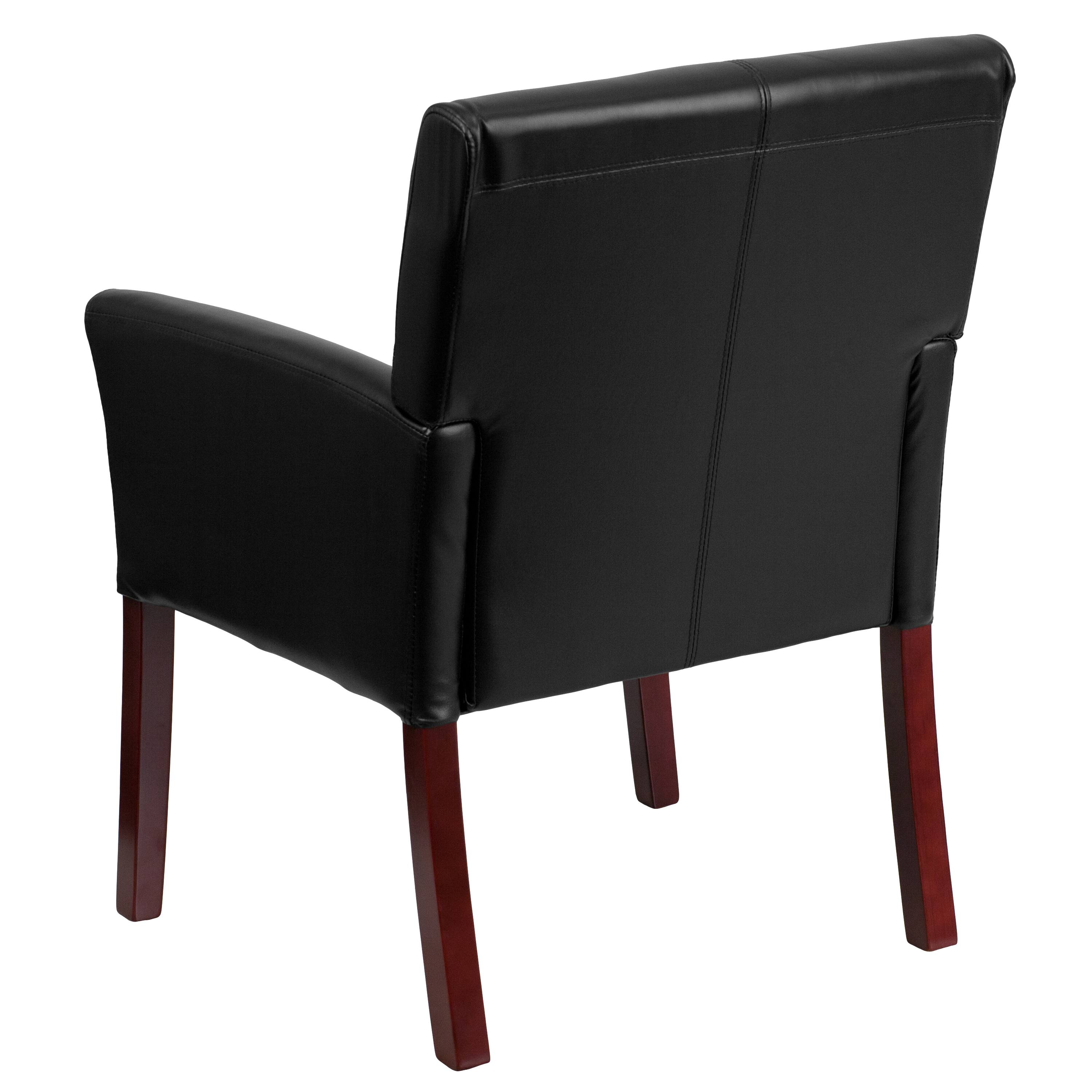 Alt View 5. Emma + Oliver - Faux Leather Executive Side Reception Chair with Mahogany Legs - Black.