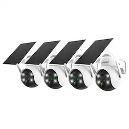 Defender - Solar Powered 4K AI Everwatch Wireless Security PTZ Camera with 3W Solar Panel, AI Detection, 4 Pack - White