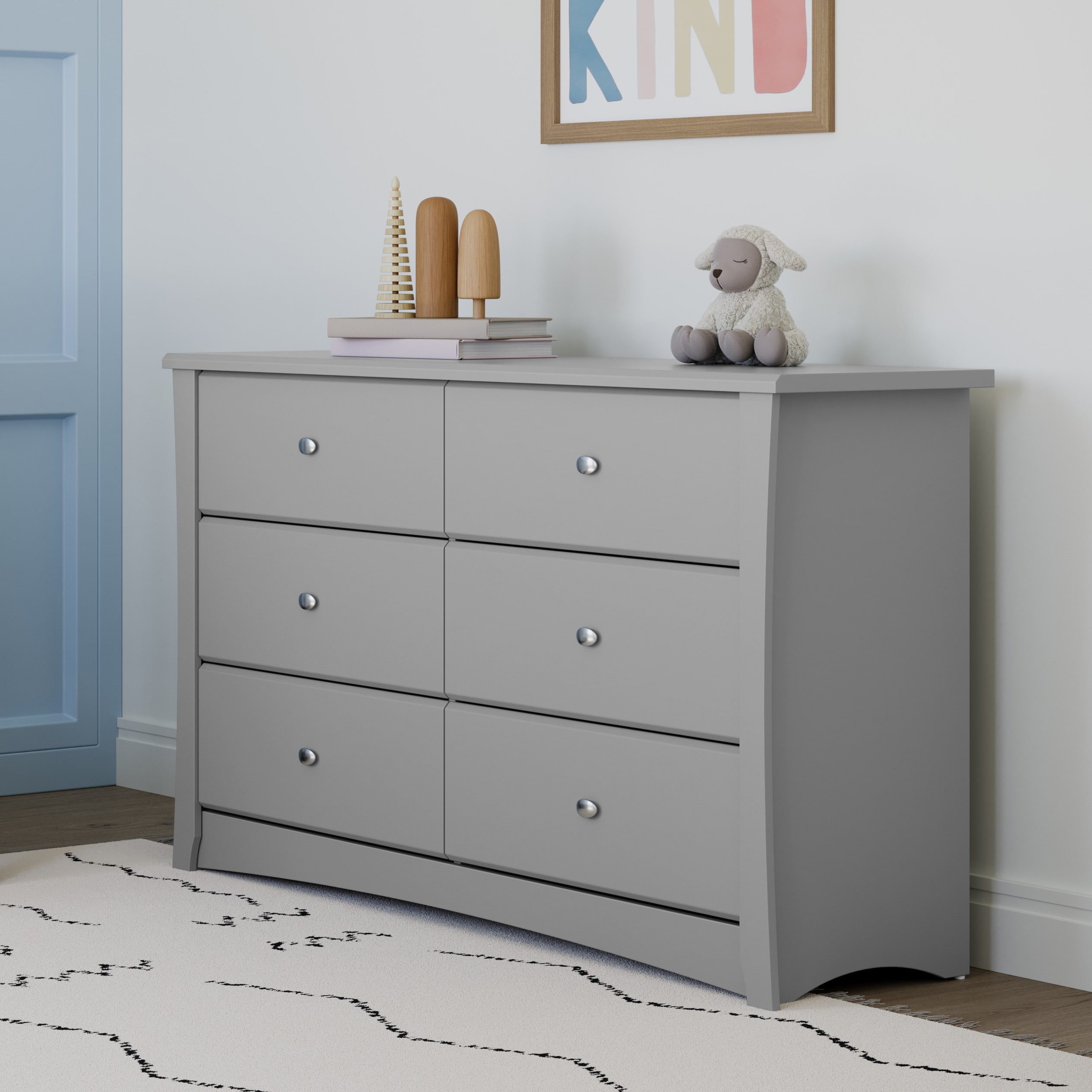 Alt View 13. Storkcraft - Crescent 6-Drawer Double Dresser - Pebble Gray.