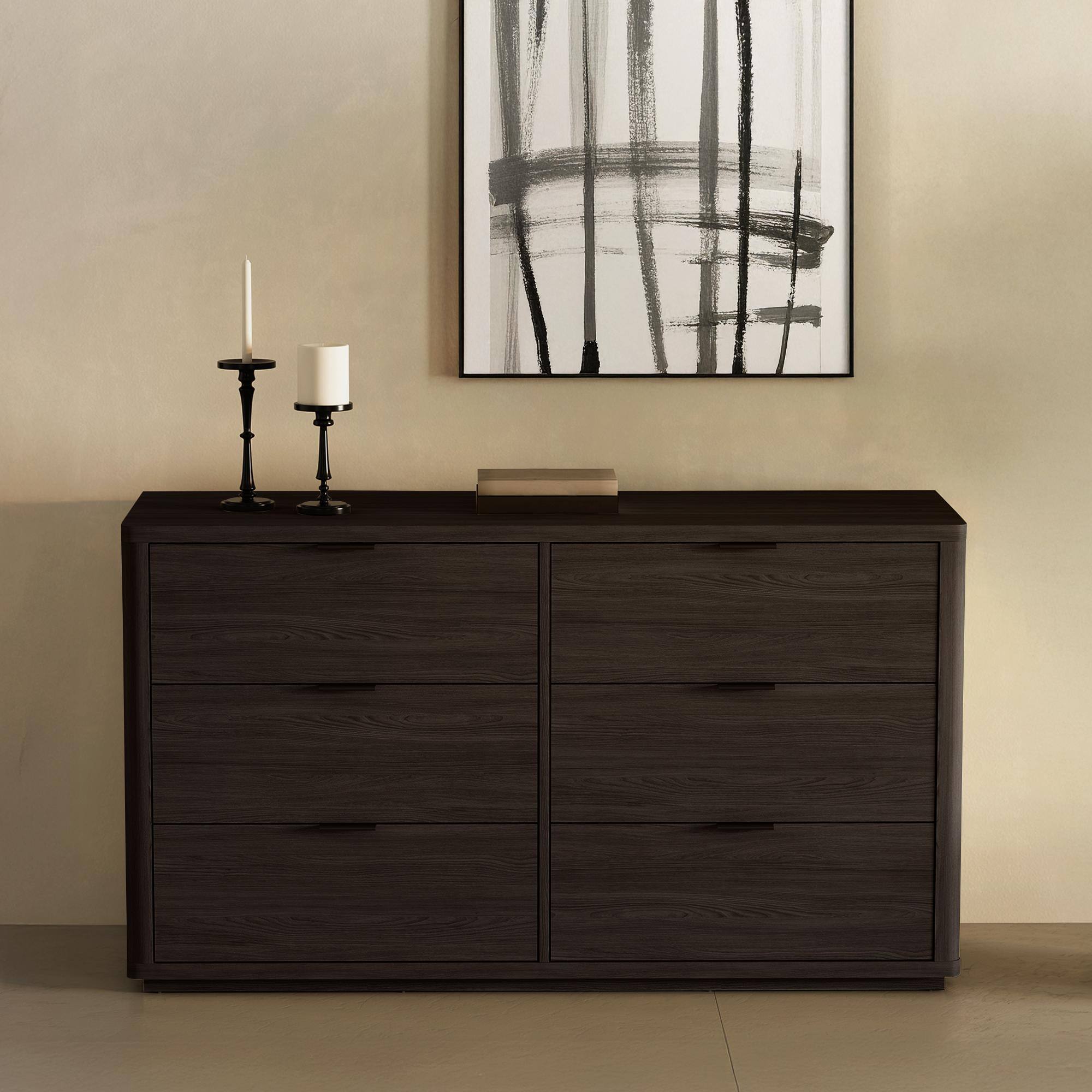 Angle. Manhattan Comfort - Evalyn Modern 60" Dresser - Brown.
