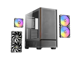 Antec - P30 ARGB, 5 Fans, Wood Accents, GPU Airflow, 360mm Radiator, Type-C, Mid-Tower ATX Case - Black