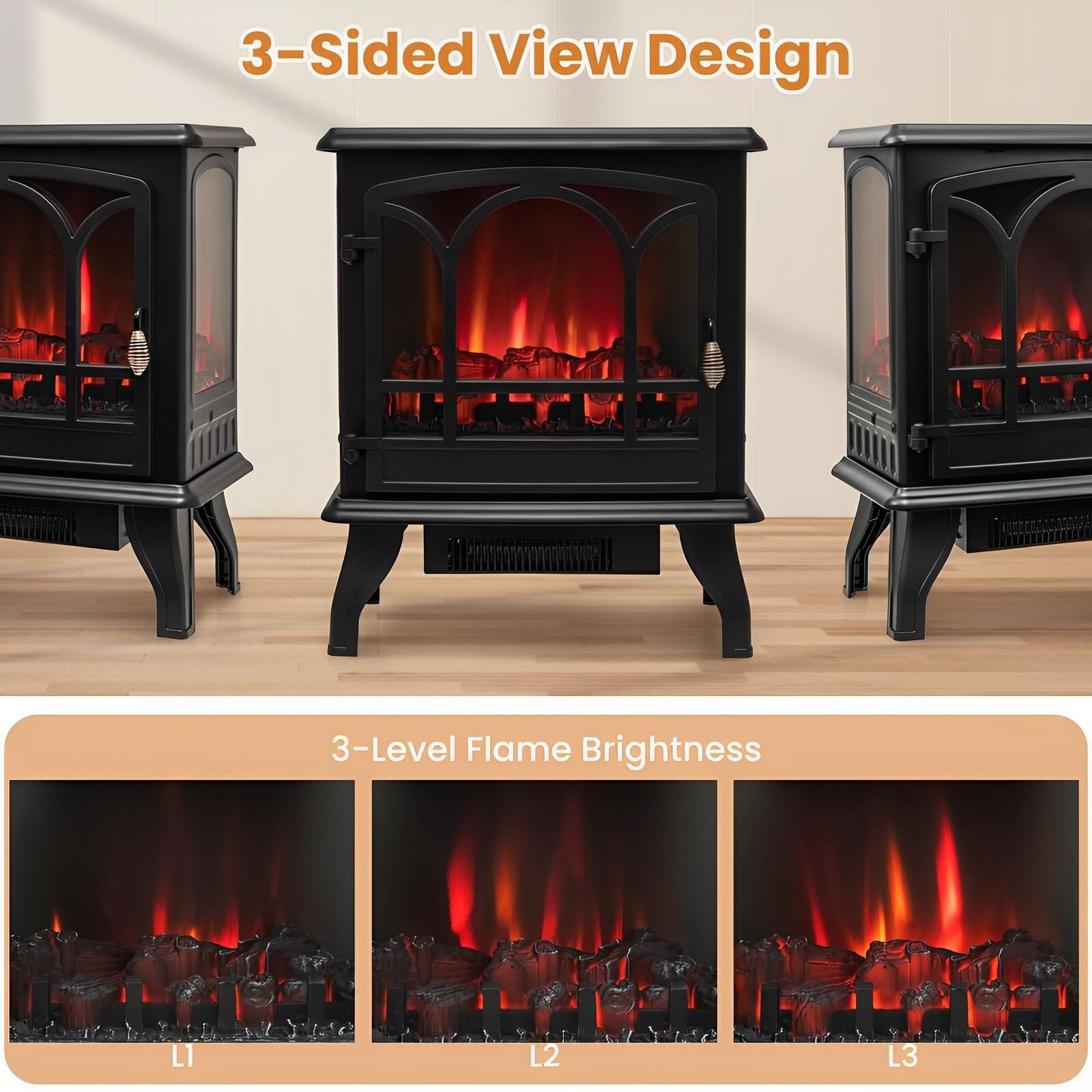 3-Sided View Design

3-Level Flame Brightness

L1 L2 L3