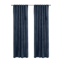 Commonwealth Home Fashions - Thermaplus Seren Room Darkening Window Treatment Dual Header Curtain Panel for Bedroom Livingroom 50" x 84" - Navy