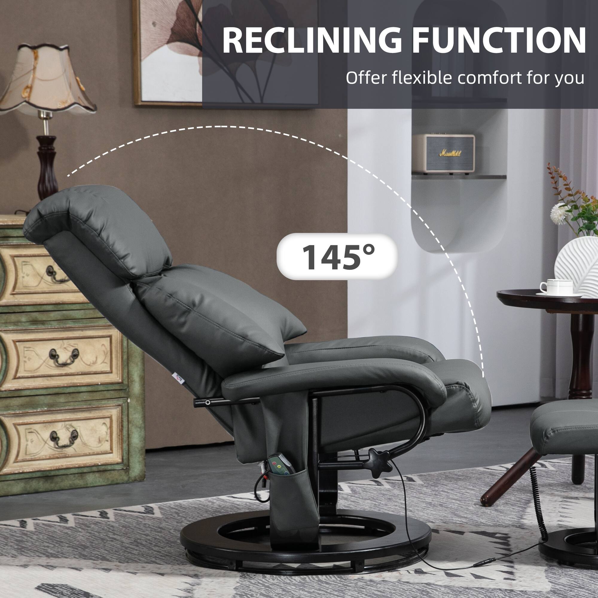 RECLINING FUNCTION  
Offer flexible comfort for you  

145°
