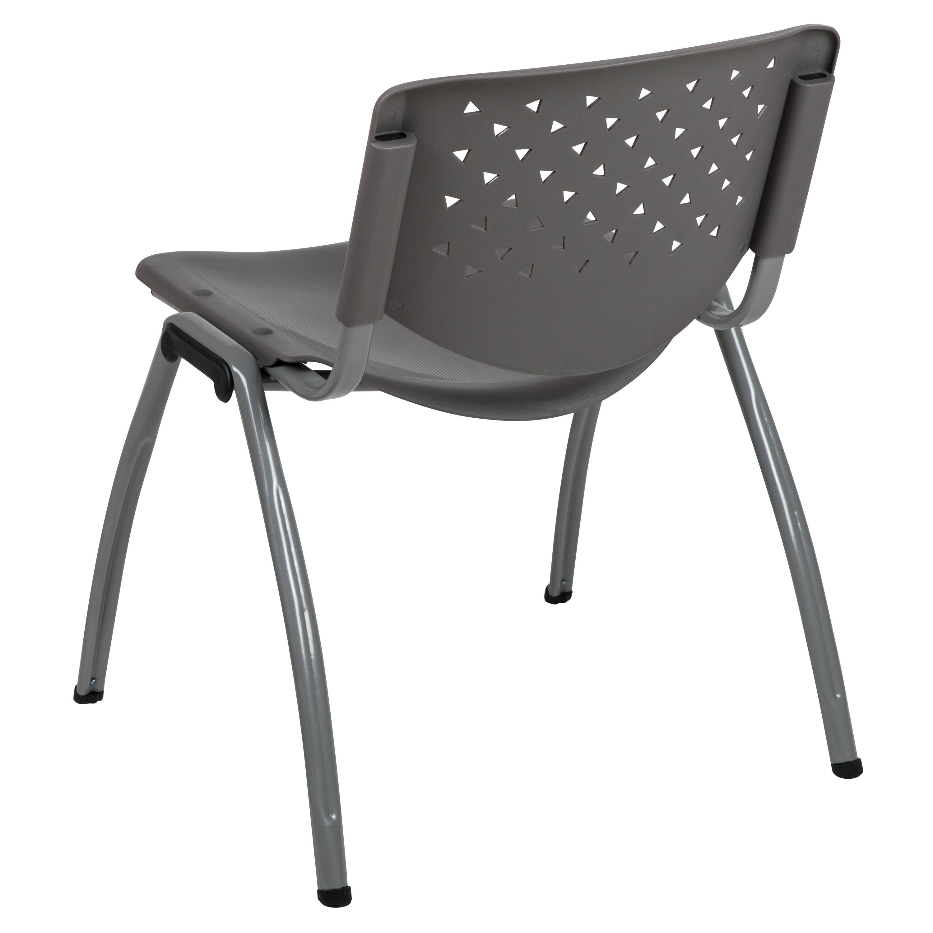 Alt View 5. Emma + Oliver - Home and Office Plastic Stack Chair with Perforated Back - Guest Chair - Gray.
