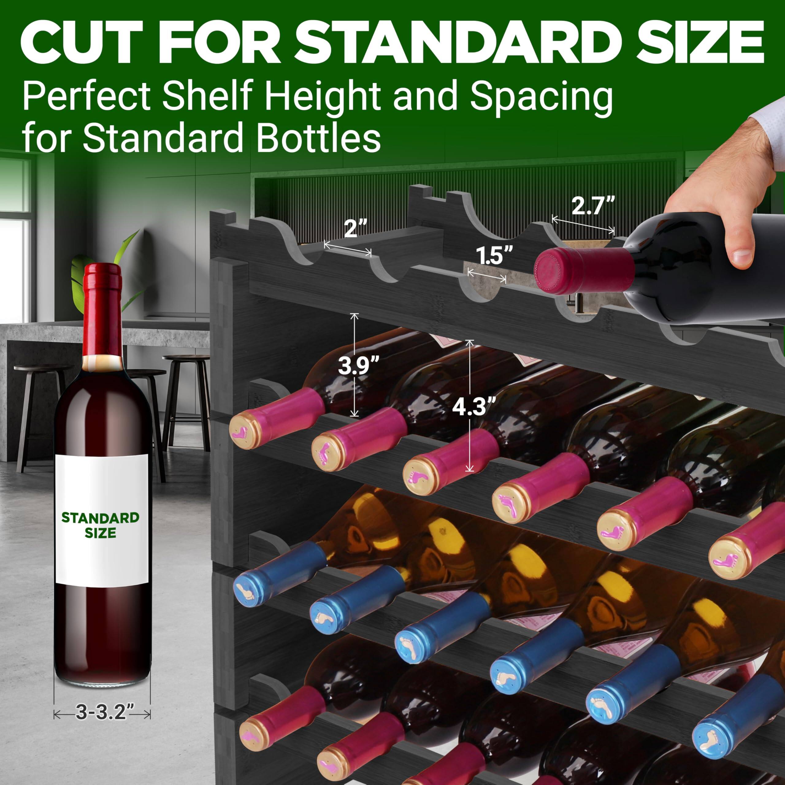 CUT FOR STANDARD SIZE  
Perfect Shelf Height and Spacing for Standard Bottles  

2"  
1.5"  
2.7"  
3.9"  
4.3"  

STANDARD SIZE  
3-3.2"