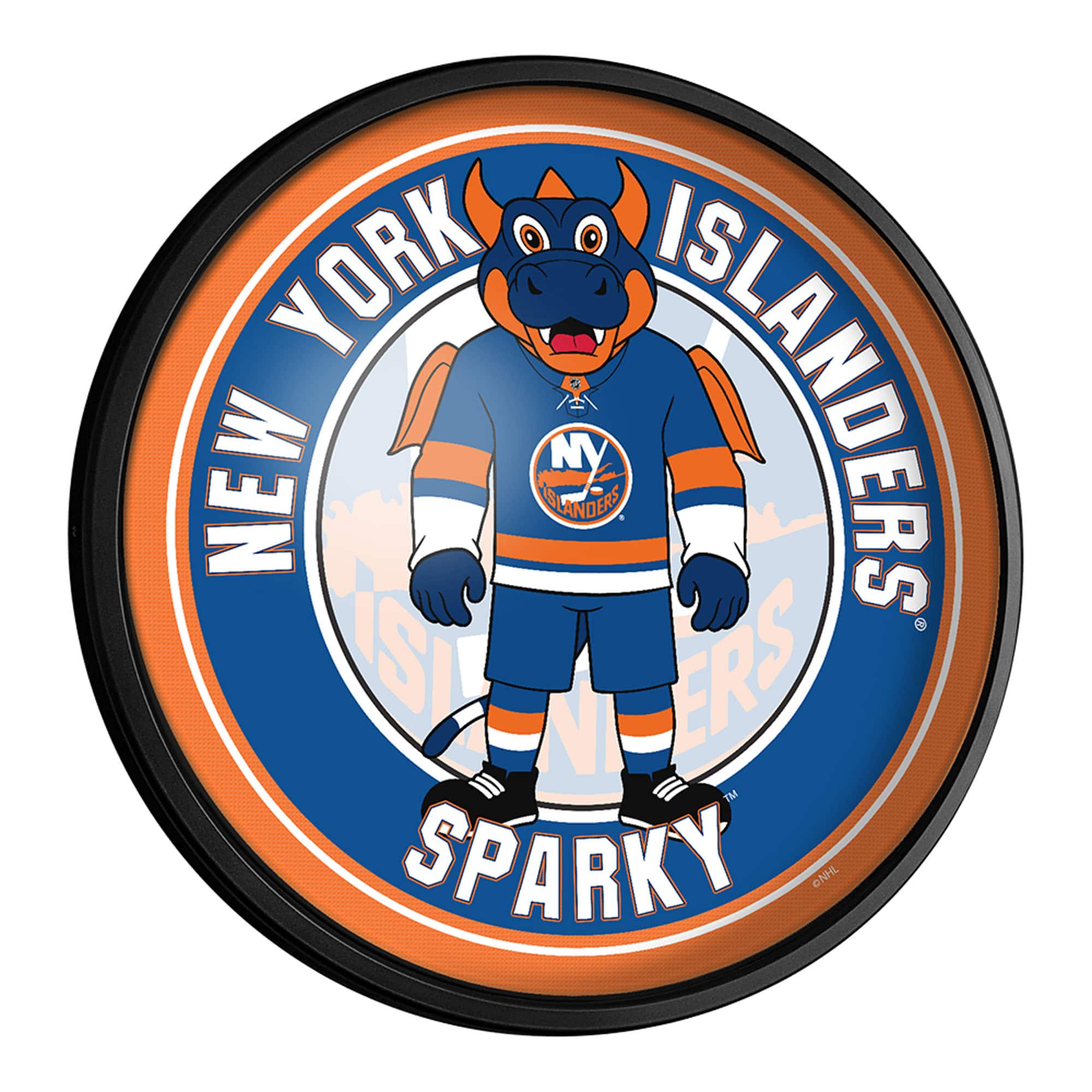 The Fan-Brand - New York Islanders Mascot 18'' Round Slimline Illuminated Wall Sign - Multicolor