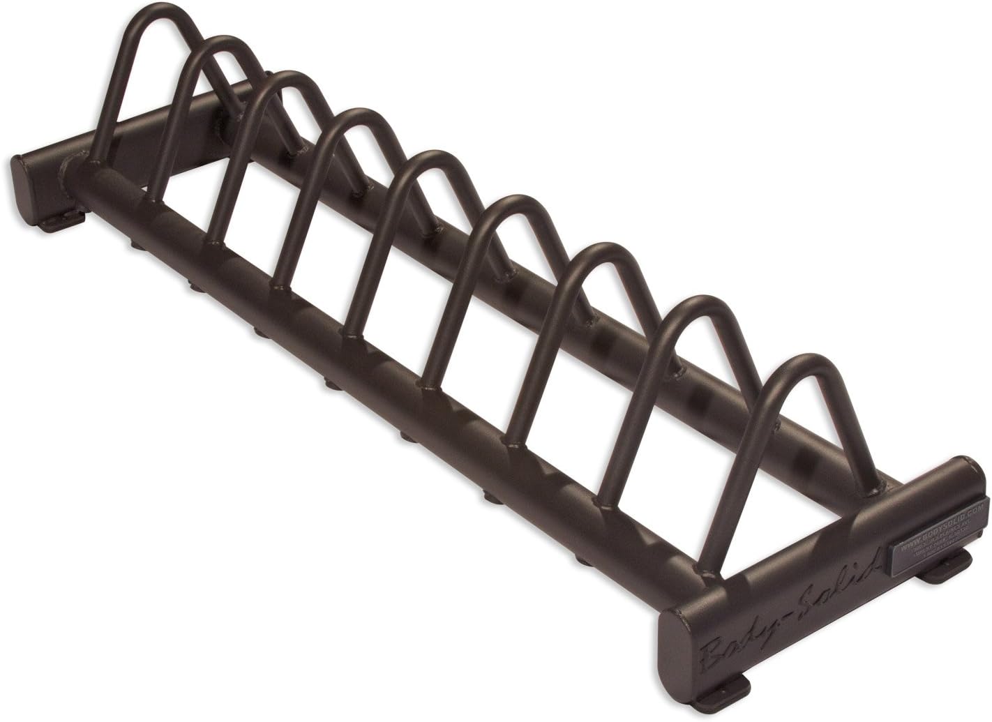 Front. Amber Sporting Goods - Body-Solid (GBPR10) Horizontal Bumper Plate Rack - 8-Slot Storage for Olympic Bumper Plates - Color May Vary.