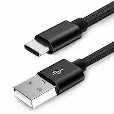 Front. Sanoxy - Braided USB-A-USB Type C Fast Charging Data Sync USB-C to USB-A 2.0 Cable 6ft Black - Black.
