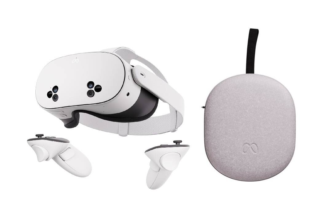 Front. Meta - Meta Quest 3S 128GB & Compact Carrying Case Bundle - White.