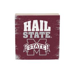 Evergreen Enterprises - Mississippi State Bulldogs 6" Square Fan Chant Wood Block Shelf Sign - Multicolor