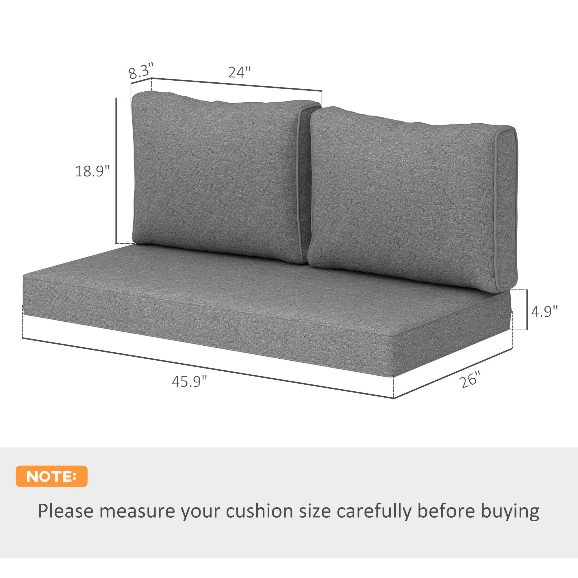 8.3", 24", 18.9", 4.9", 45.9", 26" NOTE: Please measure your cushion size carefully before buying
