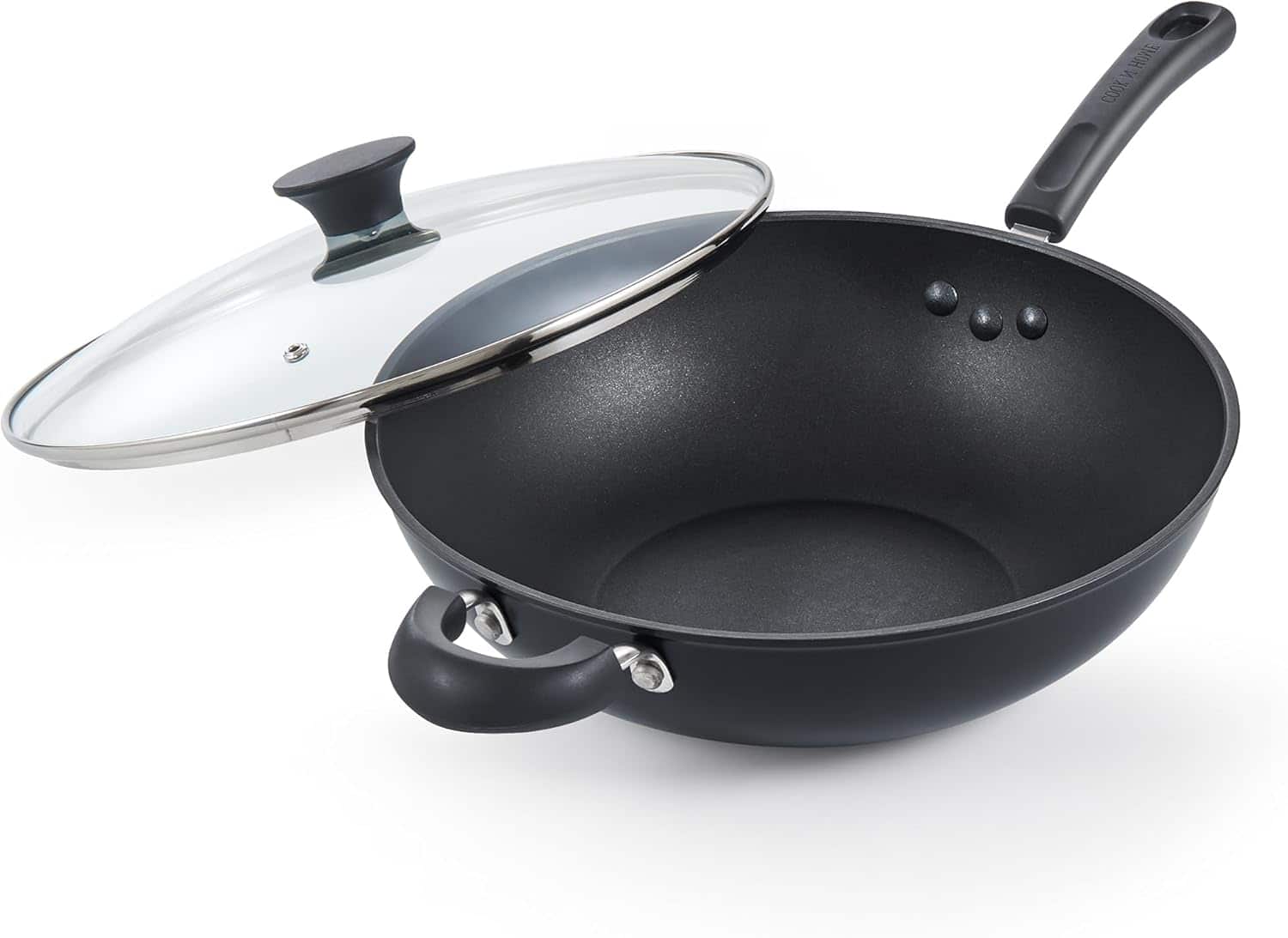 Cook N Home - Basic 12'' Hard Anodized Nonstick Wok w/ Lid,Large Stir-Fry Pan, Everyday Chef Saute Skillet, Induction - Black price history on PriceWatchPro