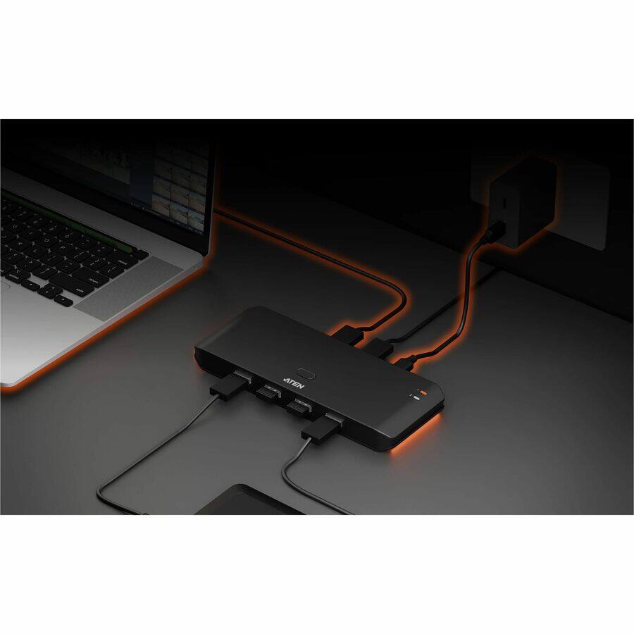 Alt View 2. Aten Technology - ATEN Essential 2 x 4 USB 2.0 Sharing Switch - USB Type A - 60 MB/s - Workstation, Desktop, Notebook, Keyboard, Mouse - Unknown.