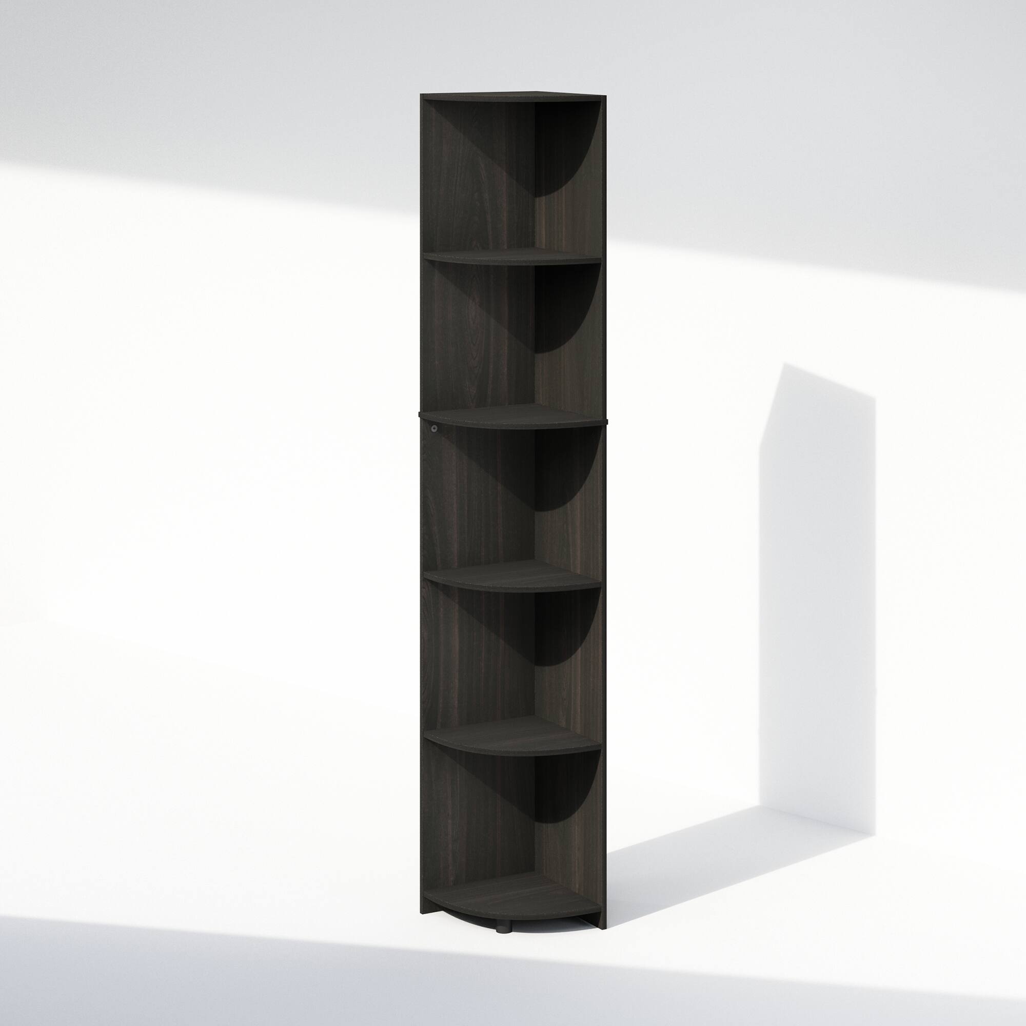 Furinno - Basic 5-Tier Corner Multipurpose Standing Shelf - Espresso