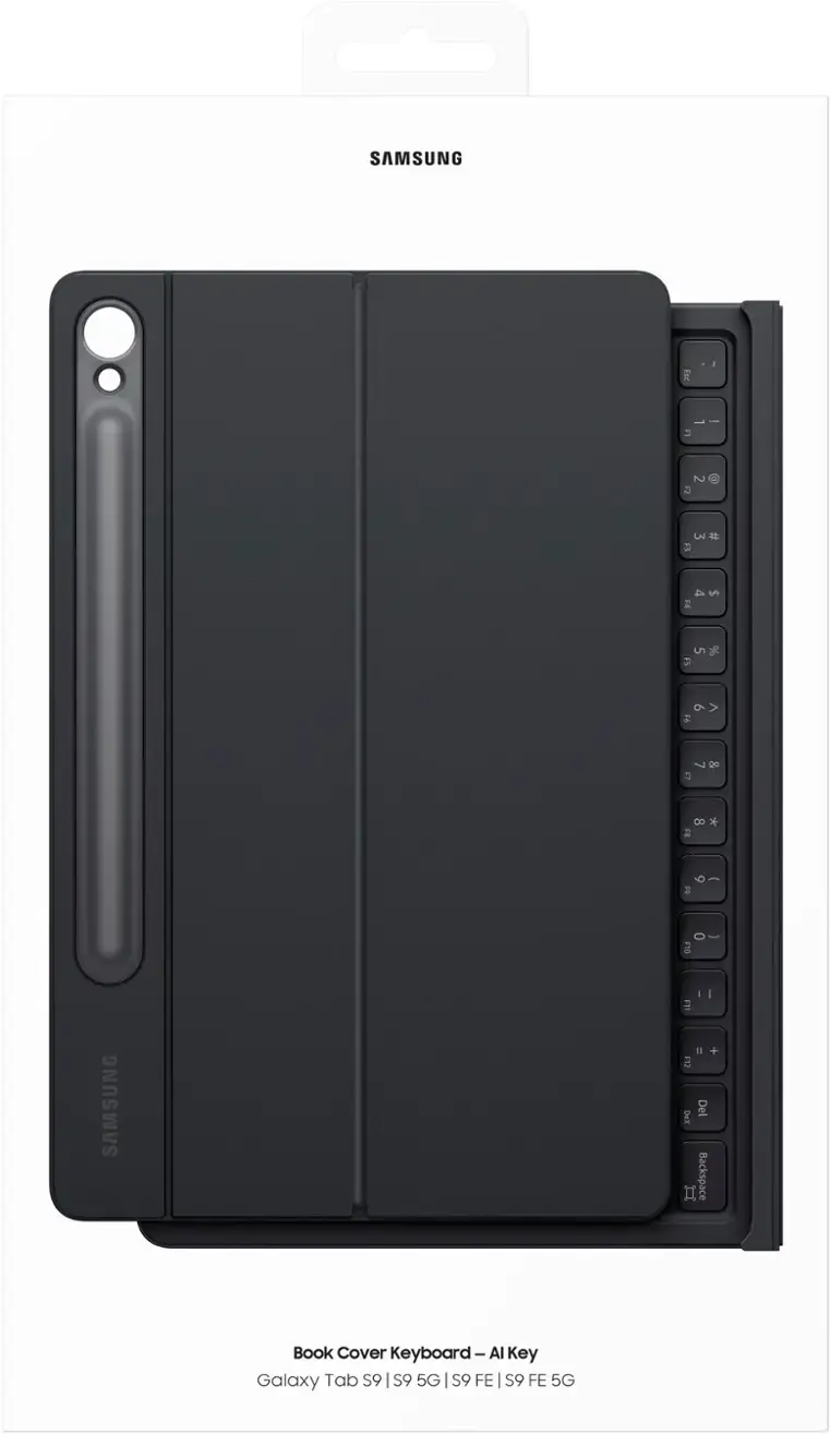SAMSUNG 3 1 i 2 2 3 F3 4 $ tE 5 F5 9 2 8 a 0~ o F9 F10 SAMSUNG I I La I + CLa Del DeK  Backspace Book Cover Keyboard I Al Key Galaxy Tab S9 5G S9 FE | S9 FE 5G