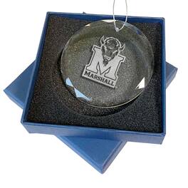 The Memory Company - Marshall Thundering Herd 3.25'' Laser Engraved Glass Ornament - Multicolor