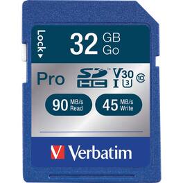 Verbatim - 32GB Pro 600X SDHC Memory Card, UHS-1 U3 Class 10 - Class 10/UHS-I - 1 Card - 600x Memory Speed