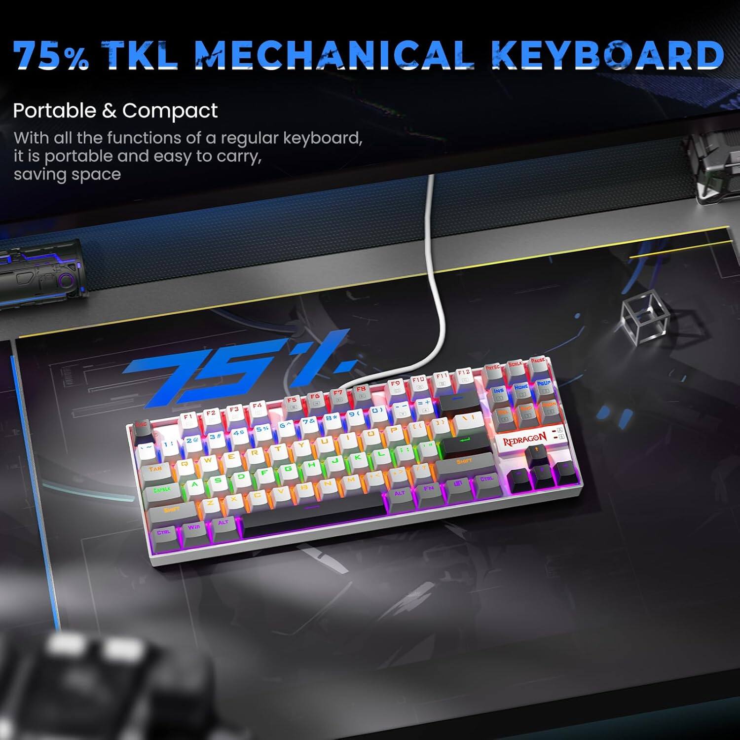 75% TKL Mechanical Keyboard

Portable & Compact

With all the functions of a regular keyboard, it is portable and easy to carry, saving space