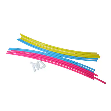 Front. Swim Central - Set of 4 Pink, Yellow and Blue Underwater Slalom Hoops for Swimming Pools 30" - Pink.