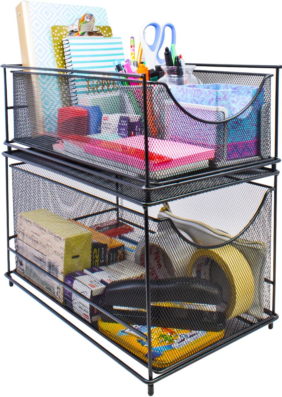 Alt View 1. Sorbus - Sorbus Metal Mesh Cabinet Organizer with Pull-Out Drawers - Ideal for Countertop, Cabinet, Pantry, Under the Sink - Black.