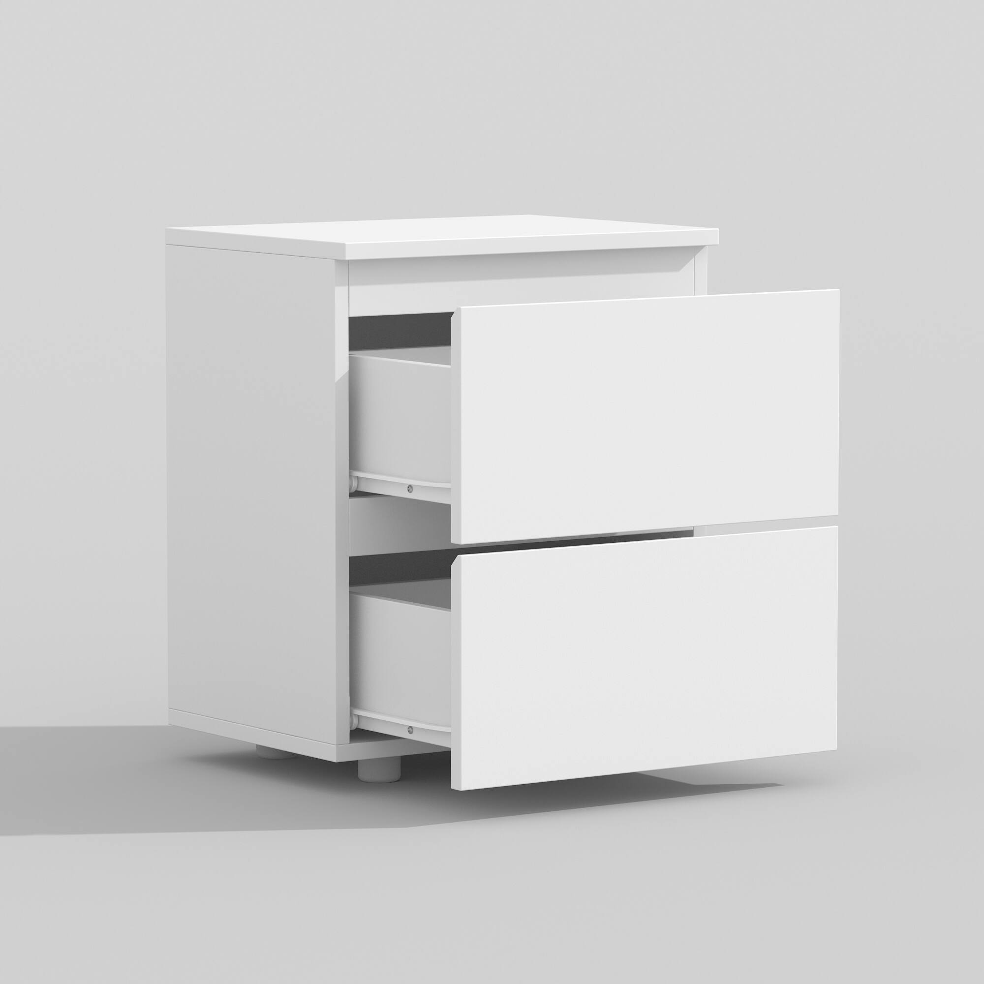 Angle. FUFU & GAGA - FUFU&GAGA  Modern 2 - Drawer Nightstand: Minimalist Bedroom Storage Solution - White.