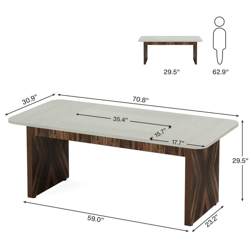 - Length: 70.8"
- Width: 30.9"
- Depth: 29.5"
- Height: 29.5"
- Seat Height: 15.7"
- Seat Depth: 17.7"
- Table Height: 29.5"
- Table Width: 59.0"
- Table Depth: 23.2"
- Overall Length: 62.9"