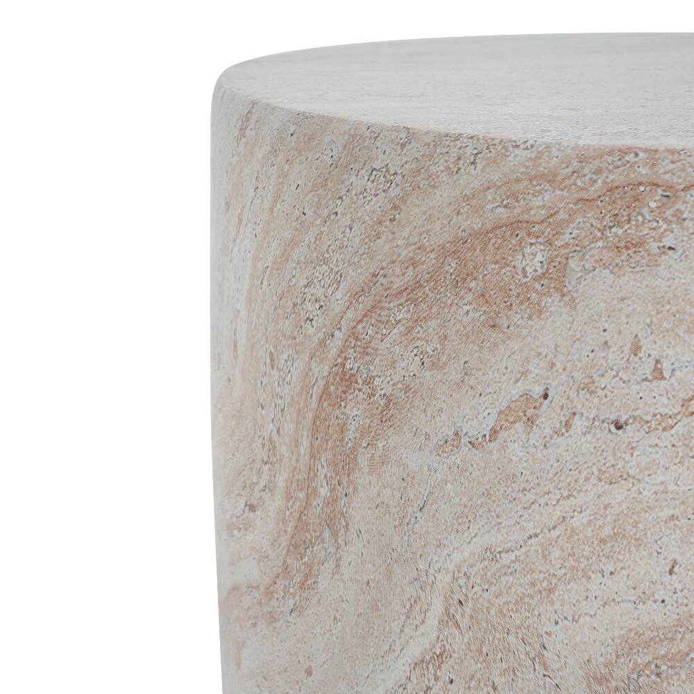 Alt View 4. Loheer - Loheer Concrete Side Table Outdoor End Table Travertine Finish Barrel Side Table Lightweight Indoor Outdoor Table - Travertine.