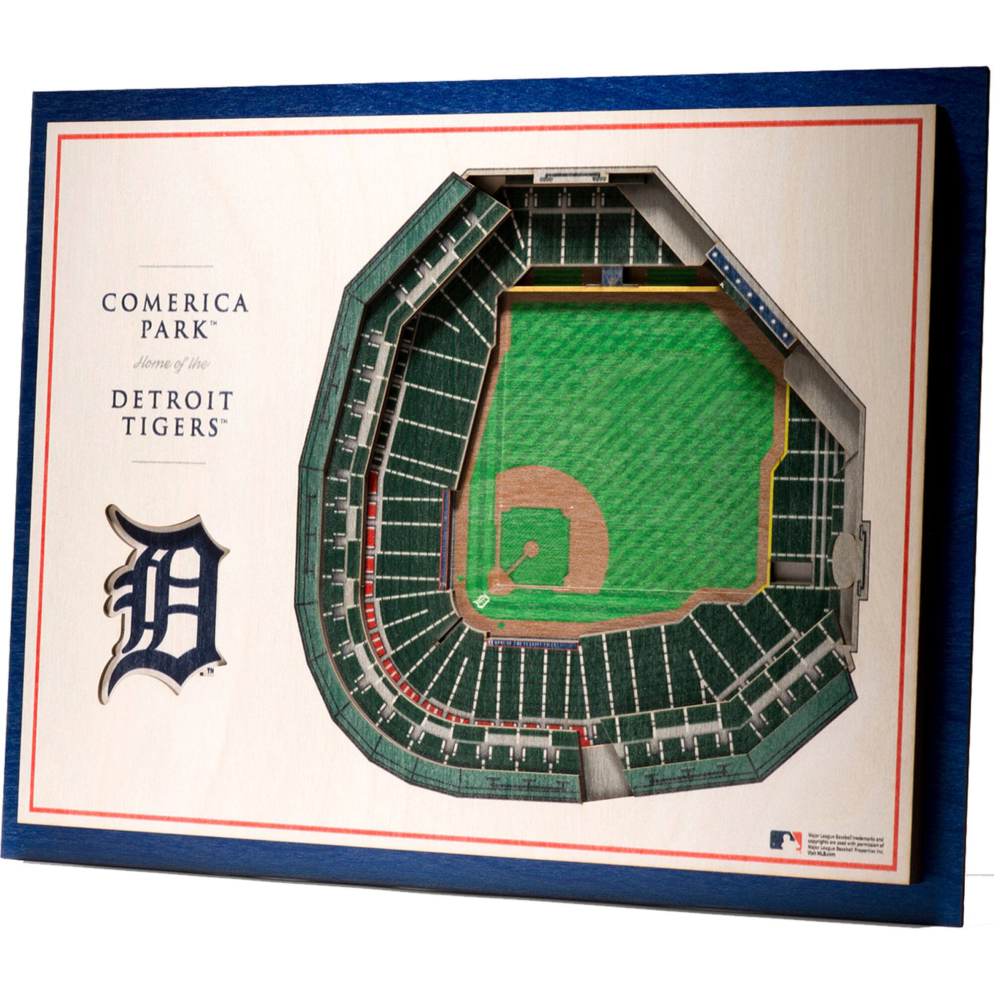 YouTheFan - Detroit Tigers 17'' x 13'' 5-Layer 3D StadiumViews Wall Art - Brown