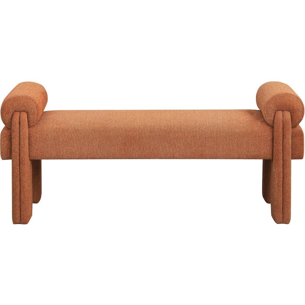 Alt View 2. Meridian Furniture - Stefano Cognac Polyester Fabric Bench - Brown.