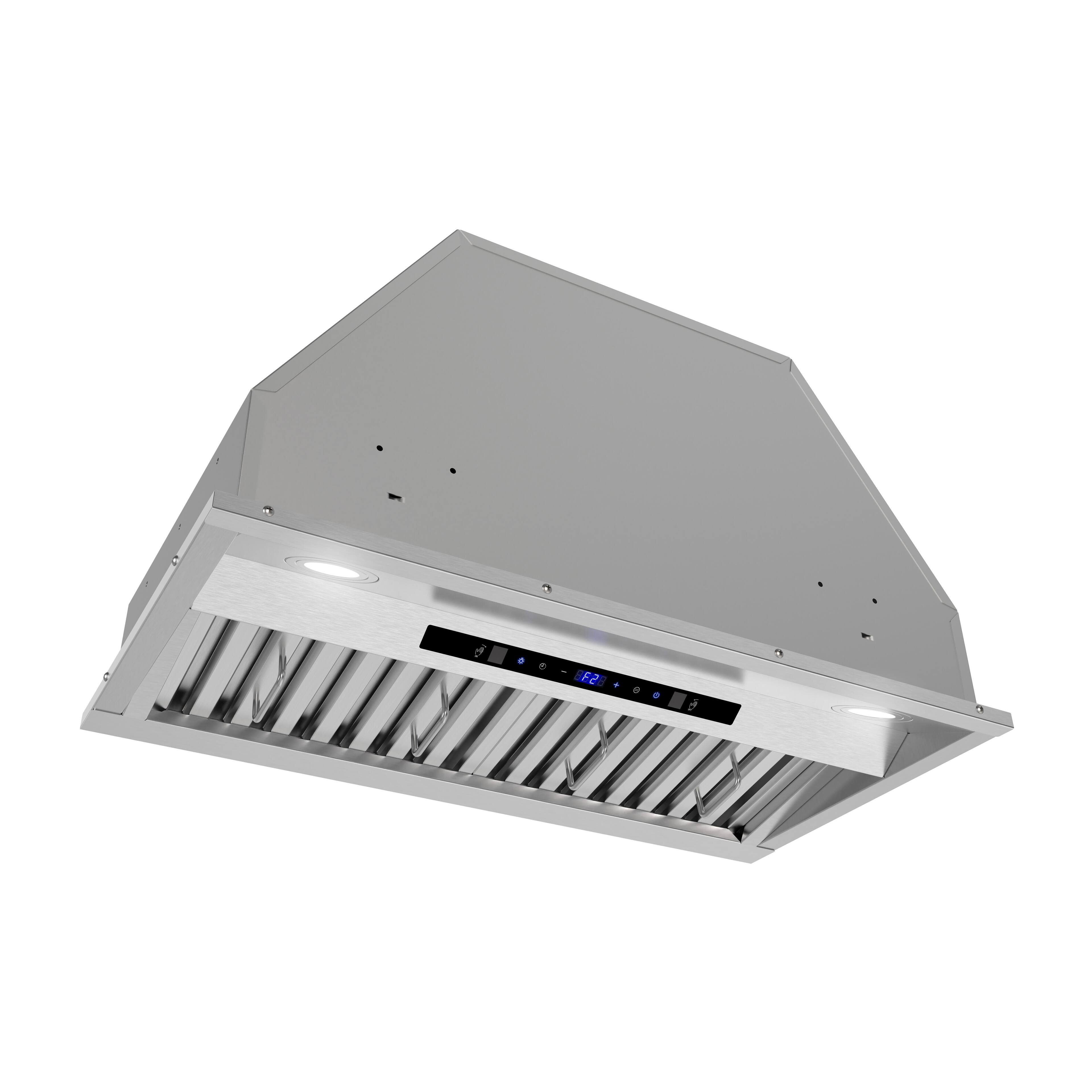 Alt View 2. Streamline - 28 in. Lamon Ducted Insert 350 CFM Range Hood, Baffle Filters, Touchpad Control, LED Lights - Brushed Stainless Steel.