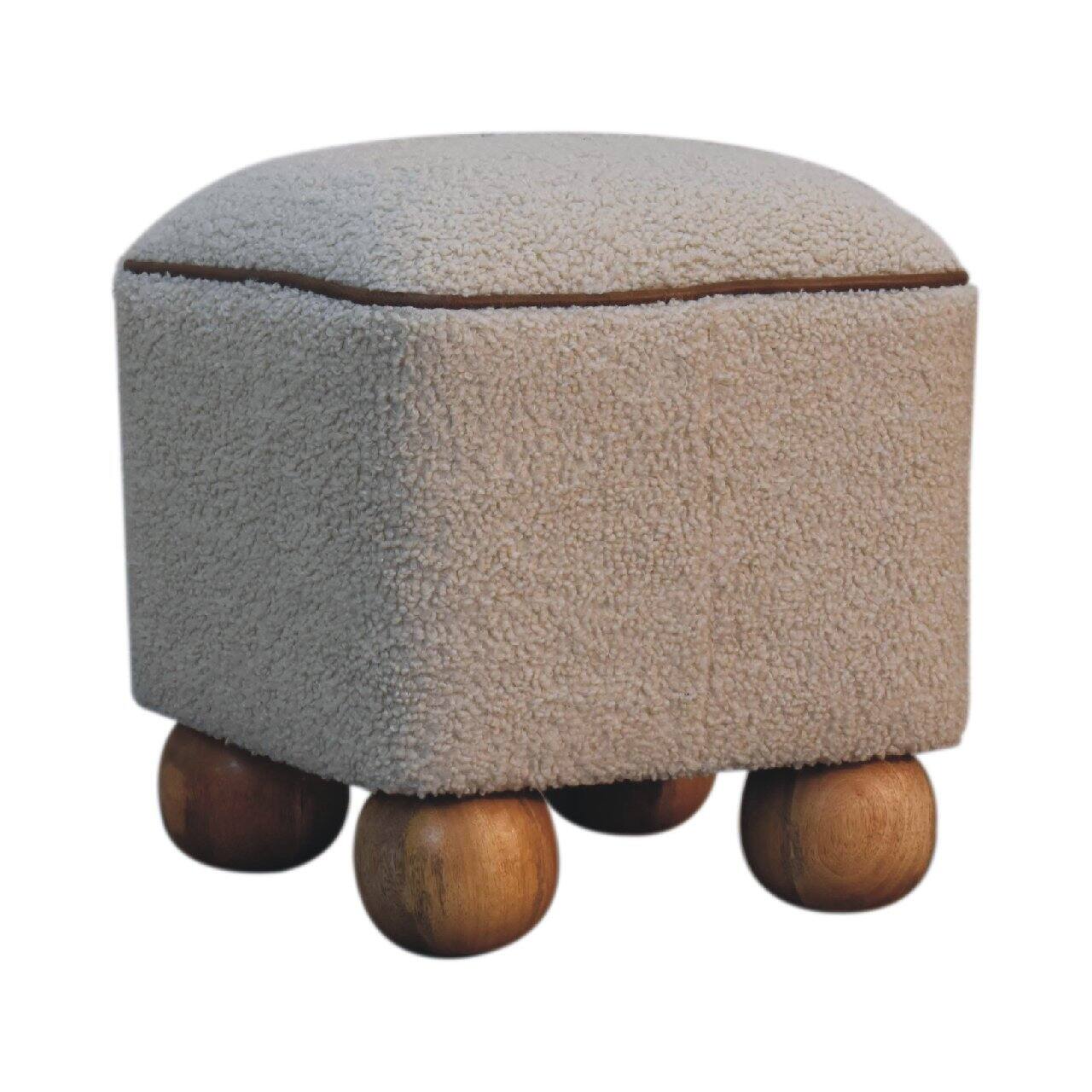 Left. Artisan Furniture - Artisan Furniture Serenity Footstool with Ball Feet, Beige and Brown - Brown.