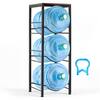 Front. VEVOR - Water Jug Holder, 4 Tiers 3 and 5 Gallon Water Bottle Holder for 3 Bottles, Heavy Duty Jug Rack Organizer with Storage - Black.