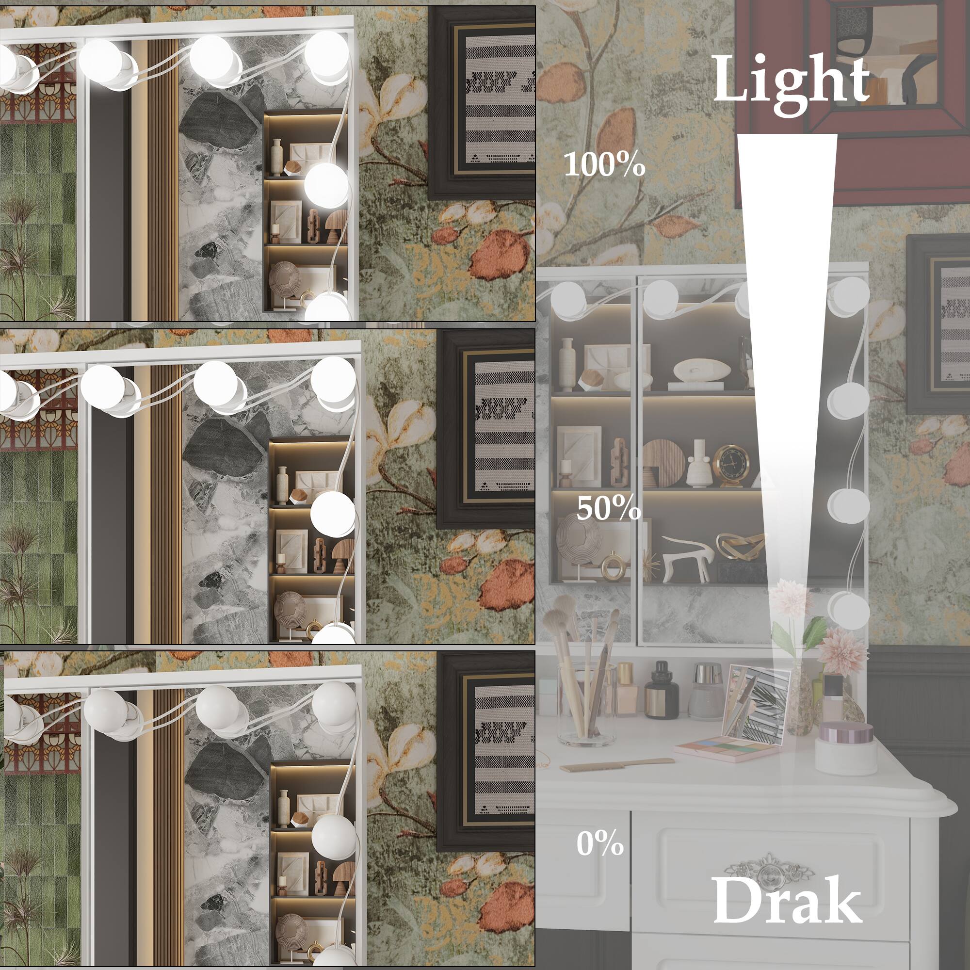 Light 100% 50% 0% Dark