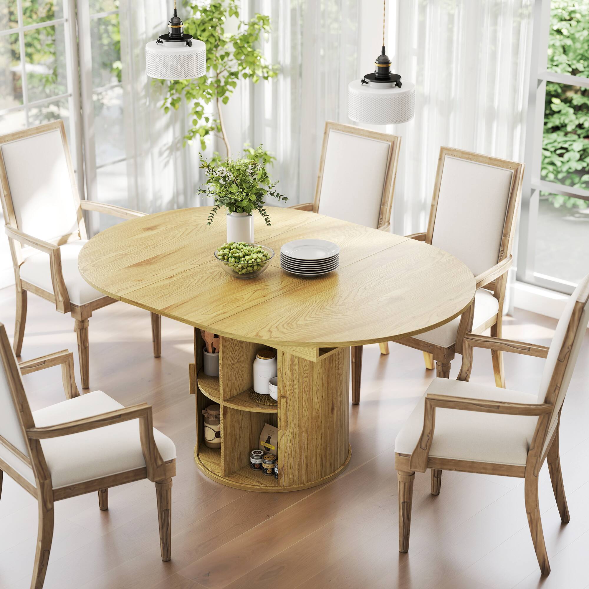 Alt View 1. Homcom - Dining Table for 6 - Natural Wood.