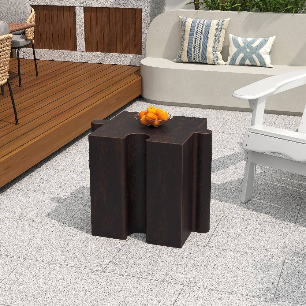 Alt View 3. Loheer - Loheer 2-Piece Artistic Puzzle Table Set Modular MGO Side Tables Interlocking Antique Copper - Antique Copper.