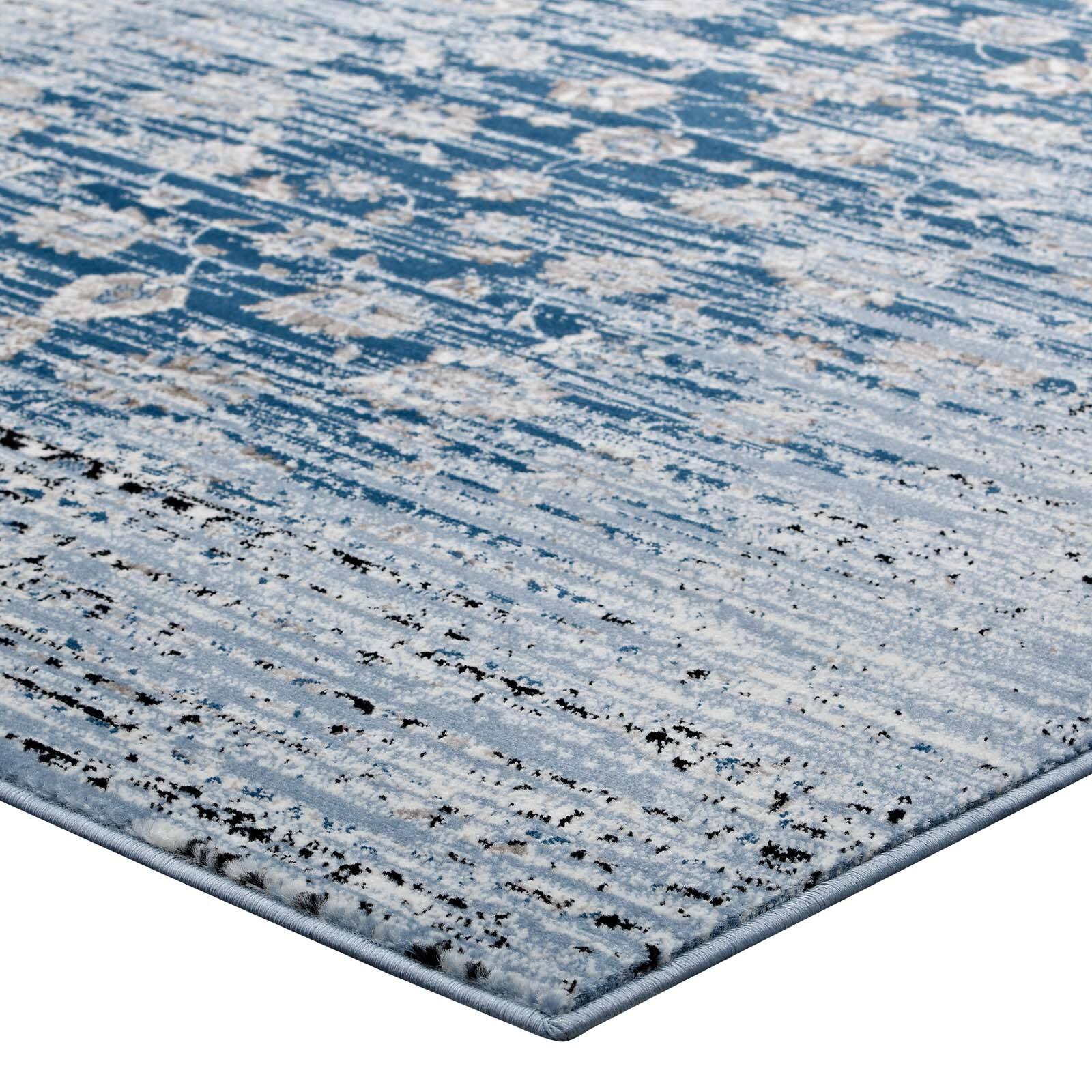 Alt View 2. Modway - Chiara Distressed Floral Lattice Contemporary Area Rug - Moroccan Blue.