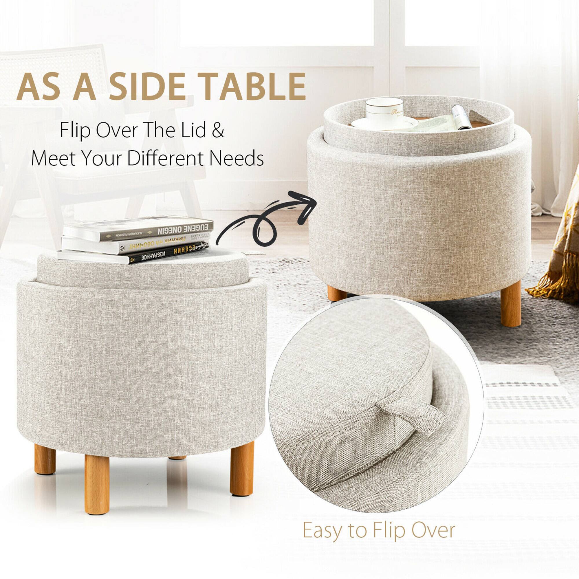 AS A SIDE TABLE  
Flip Over The Lid & Meet Your Different Needs  

Easy to Flip Over
