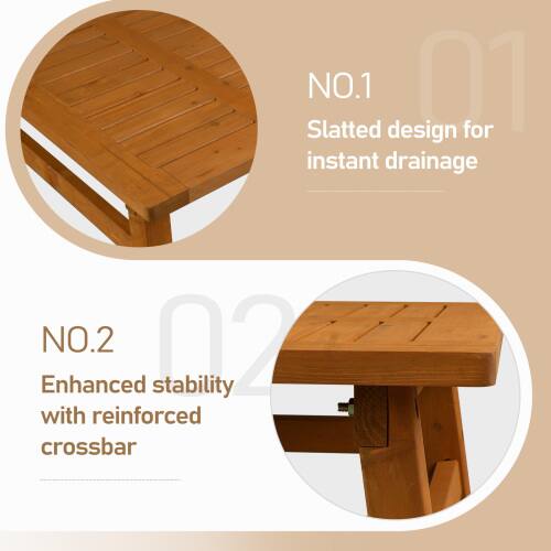 Slatted NO.1 design for instant drainage  
NO.2 Enhanced stability with reinforced crossbar