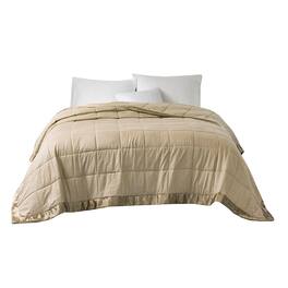 Gracie Mills - Lucile Textured Oversized Down Alternative Blanket with Satin Trim - Taupe