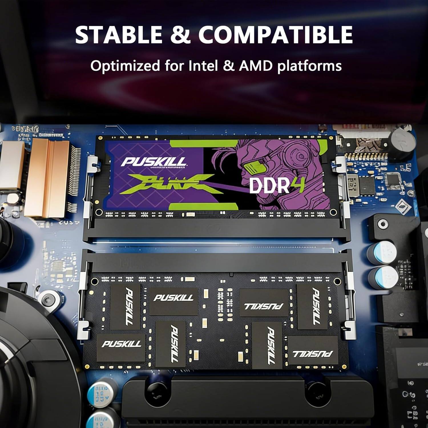 STABLE & COMPATIBLE  
Optimized for Intel & AMD platforms  

UNI KIMU My CHEEZENTERS AIL  

PUSKILL www.com/nownets ZUTA DDR4  

458  

"  
-  
=  
-  
.... PUSKILL PUSKILL PUSKILL PUSKILL and  
PUSKILL PUSKILL PUSKILL PUSKILL  
with  
10  
9