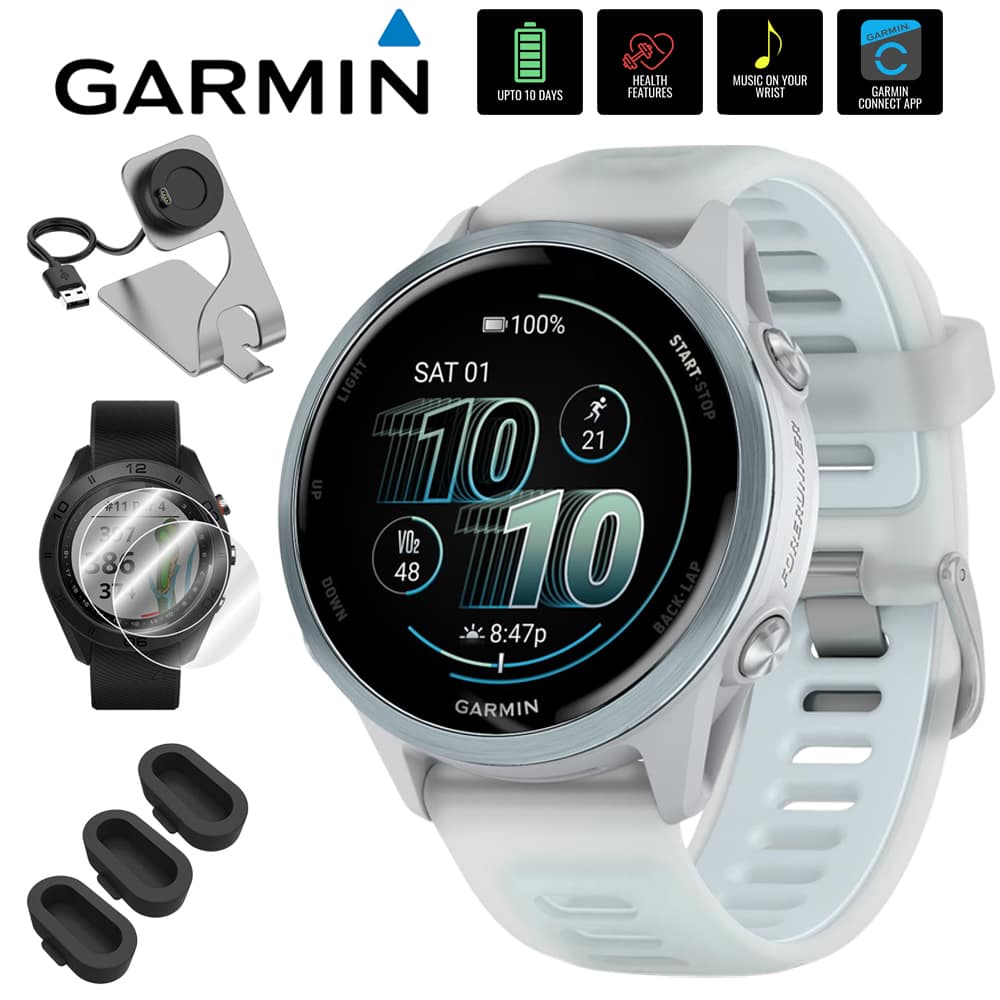 Garmin - Forerunner 570 42mm GPS Smartwatch, Aluminum + Accessories Bundle - Cloud Blue Aluminum - (2025)