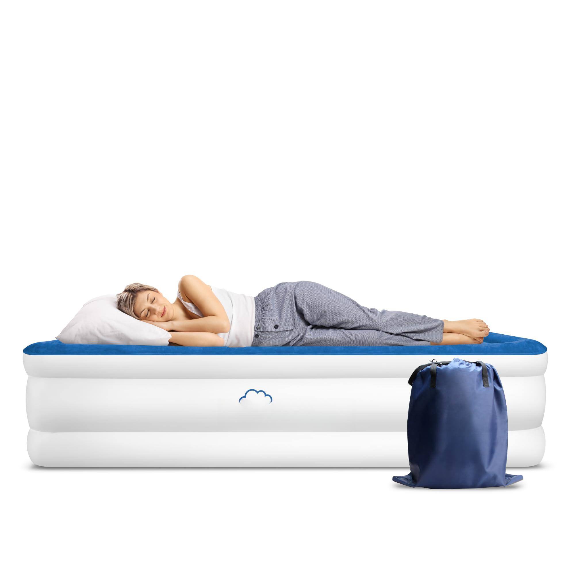 Front. Jadie Link - Dream Series Luxury Air Mattress Comfortcoil Technology Built WIRECUTTER'S RATED - Blue.