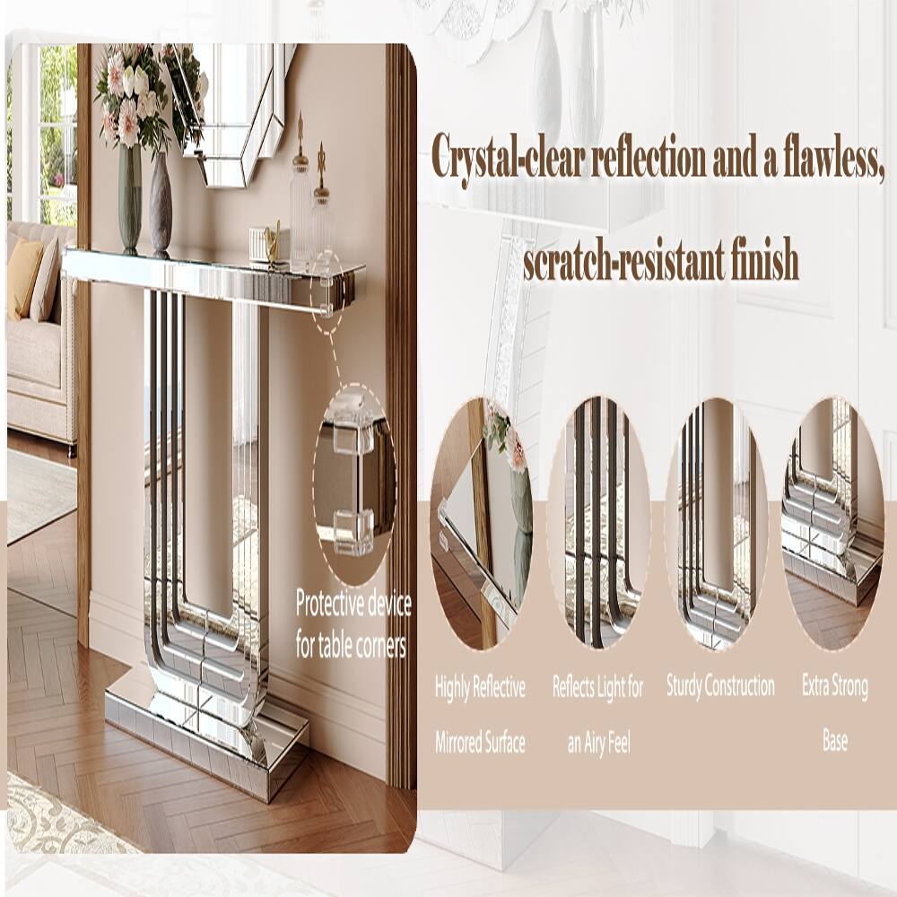 Crystal-clear reflection and a flawless, scratch-resistant finish

Protective device for table corners

Highly Reflective Mirrored Surface

Reflects Light for an Airy Feel

Sturdy Construction

Extra Strong Base