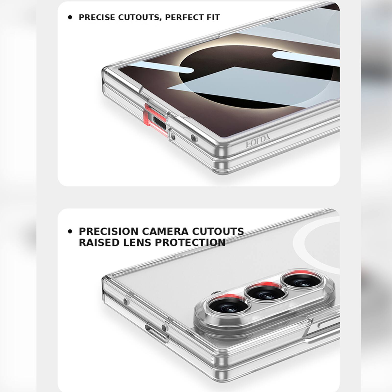 PRECISE CUTOUTS, PERFECT FIT  
PRECISION CAMERA CUTOUTS RAISED LENS PROTECTION