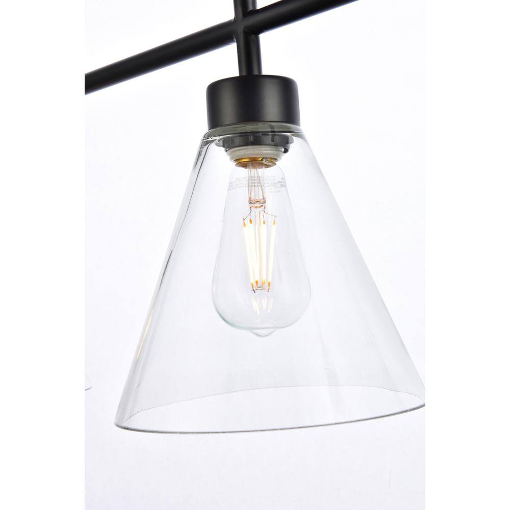 Alt View 3. Living District - Mera 3 lights black pendant - Black And Clear.