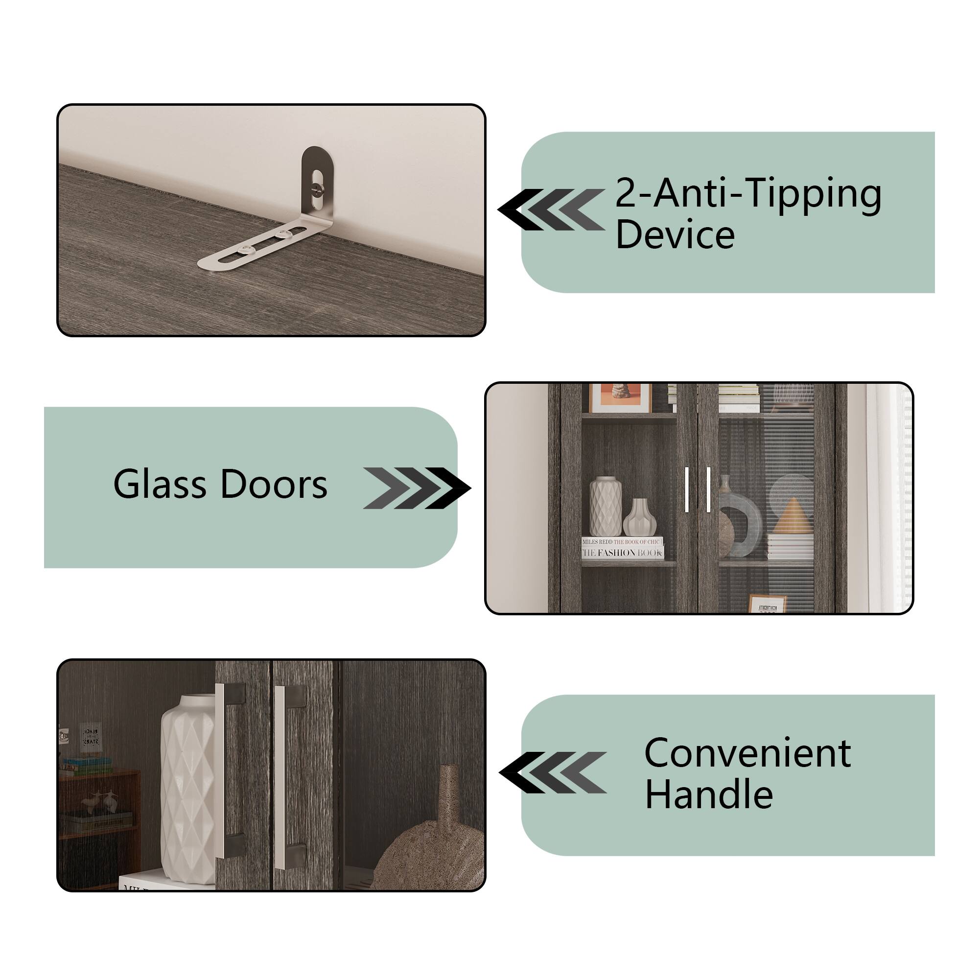 2-Anti-Tipping Device, Glass Doors, Convenient Handle